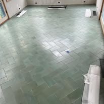 Green tile floor