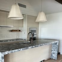 Stone counter and backsplash