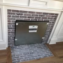 Brick fireplace wall